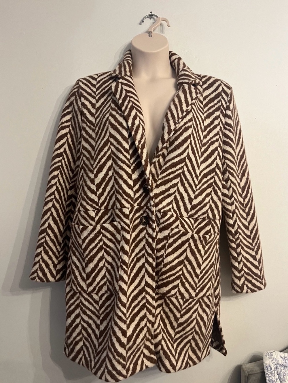 Maurices Brown and Cream Patterned Coat